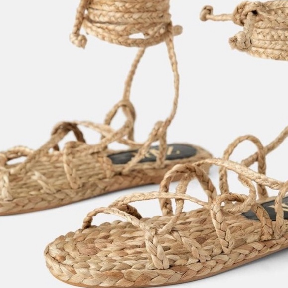 Zara natural woven strap sandals